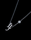 LJ one point diamond necklace 24k white gold