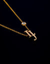 LJ one point diamond necklace 24k yellow gold