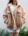 Oversized boa jacket beige