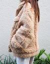 Oversized boa jacket beige