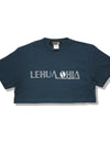 Lady's cropped organic cotton reflector t-shirts R023 blue