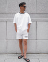 zip logo short pants white