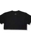 Lady's cropped organic cotton reflector t-shirts R023 charcoal black