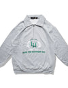 LH LEAF EMBROIDERY HALF ZIP SWEAT PULLOVER R001 grey