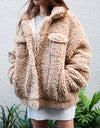 Oversized boa jacket beige