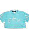 Kids cropped t-shirts R003r4 Mintgreen/silver gliiter